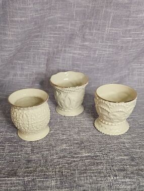 Lenox Cream Ceramic Egg Cups with Gold Trim